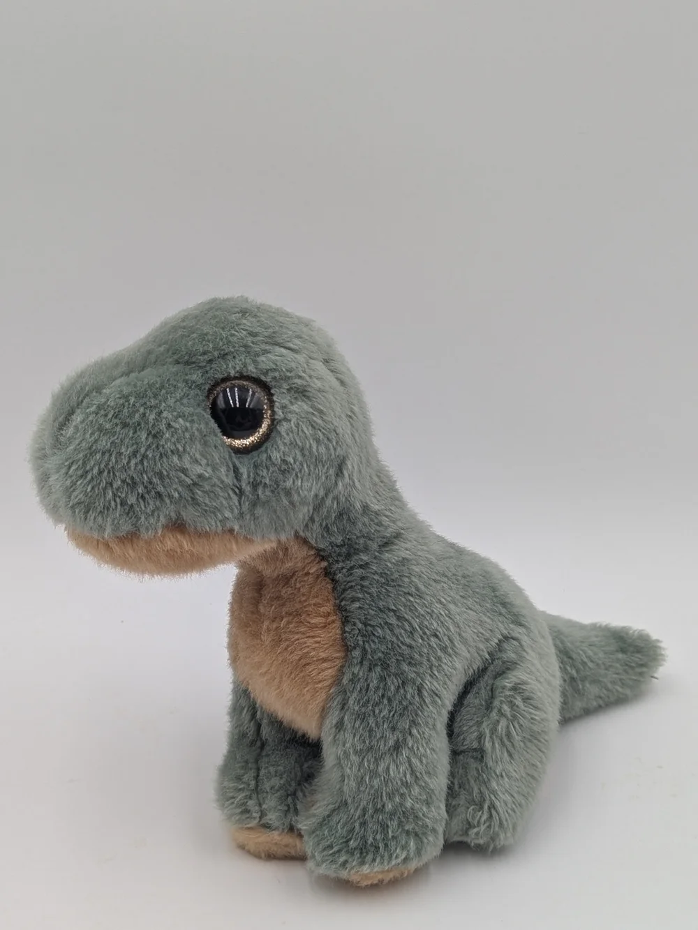 Plush Dino Stuffed Animal in Sage Green and Tan